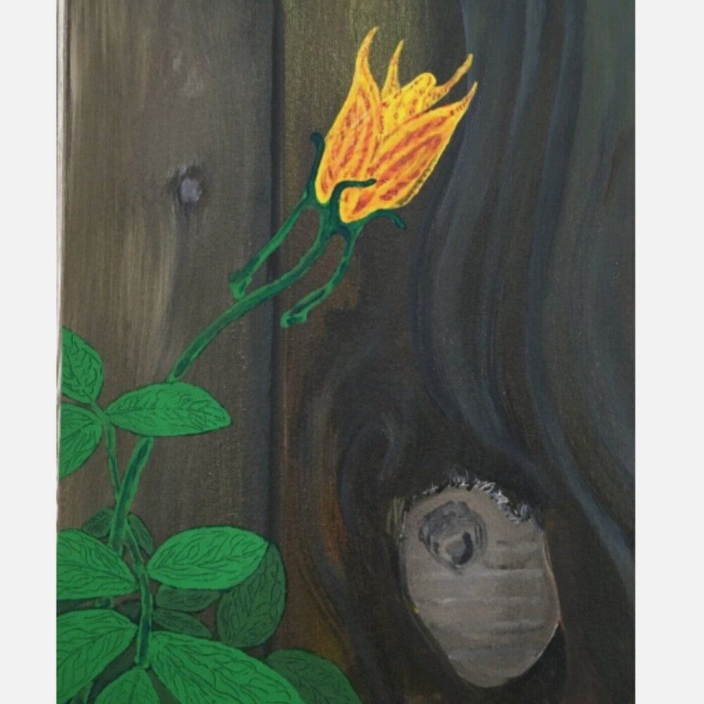 Original Yellow Rose Acrylic Painting 11x14 Wood Art Panel Floral Wall Decor